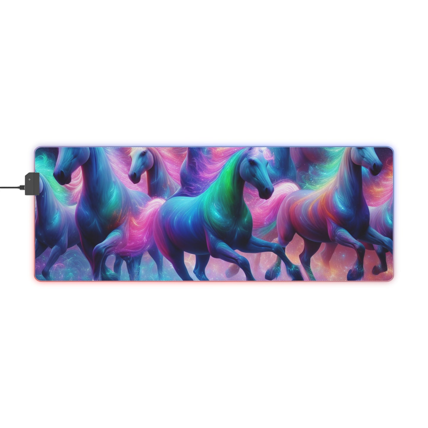 "Neon Dreamscape of Unicorns" NEON Unicorns LED Mousepad