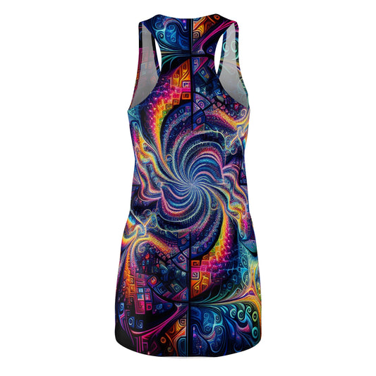 TDB Vivid Trippin' Neon Infinity Mirage Trippy Infinity Patterns Racerback Dress