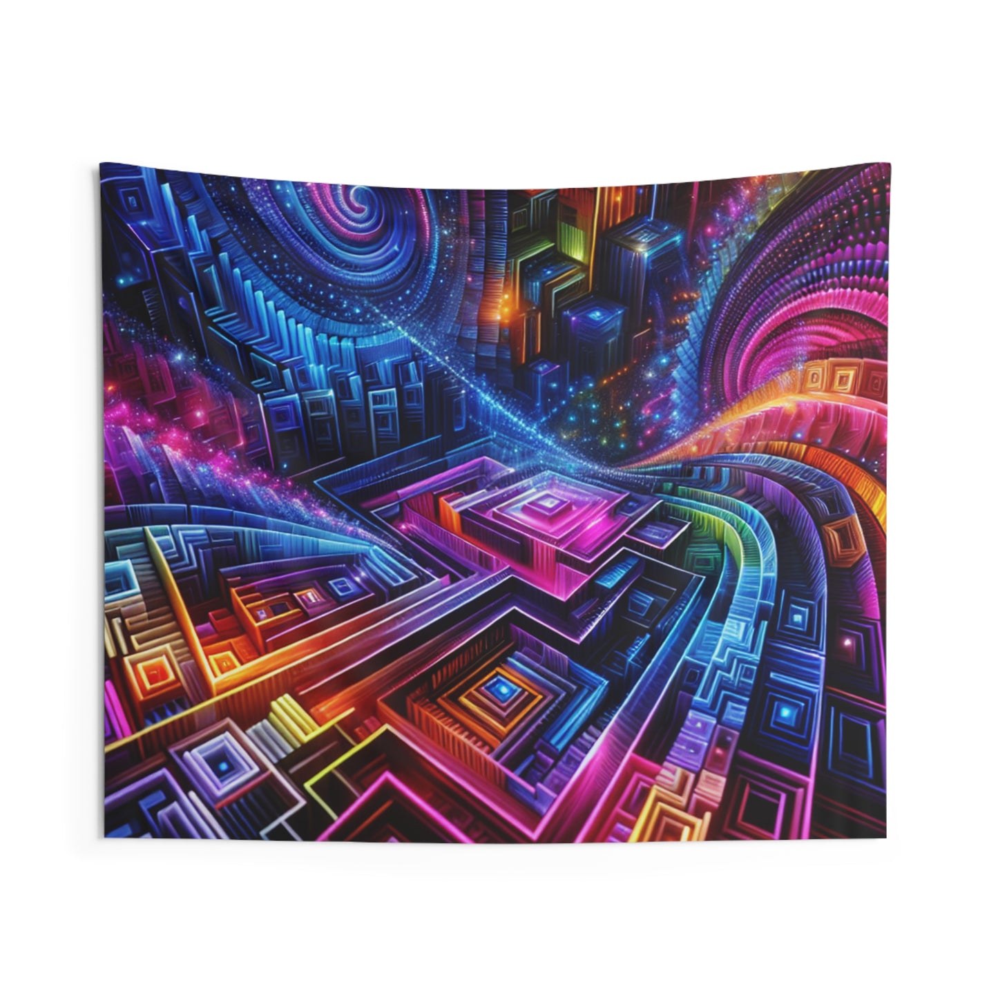 Cosmic Spiral Splatters. Infinity Patterns Art Tapestry