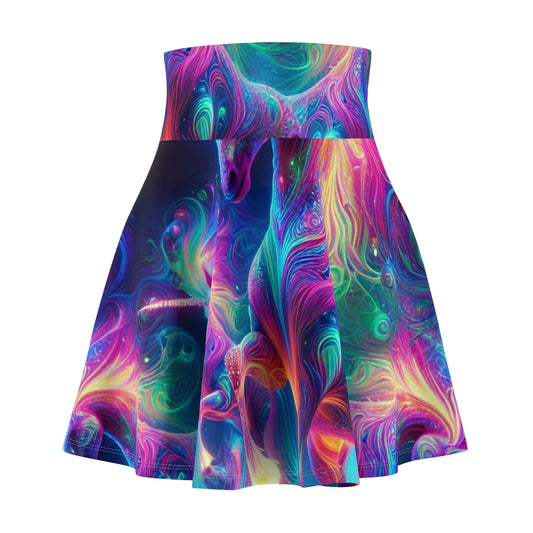 "Galactic Glitz: A Magical Dance of Unicorns" -NEON Unicorns Woman' Skater Skirt
