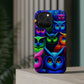 Neon Owlish Delight. Neon Owls Premium Art Magsafe Magnet Tough IPhone 13 14 15 Pro Plus Max and Mini in Matte and Glossy Phone cases