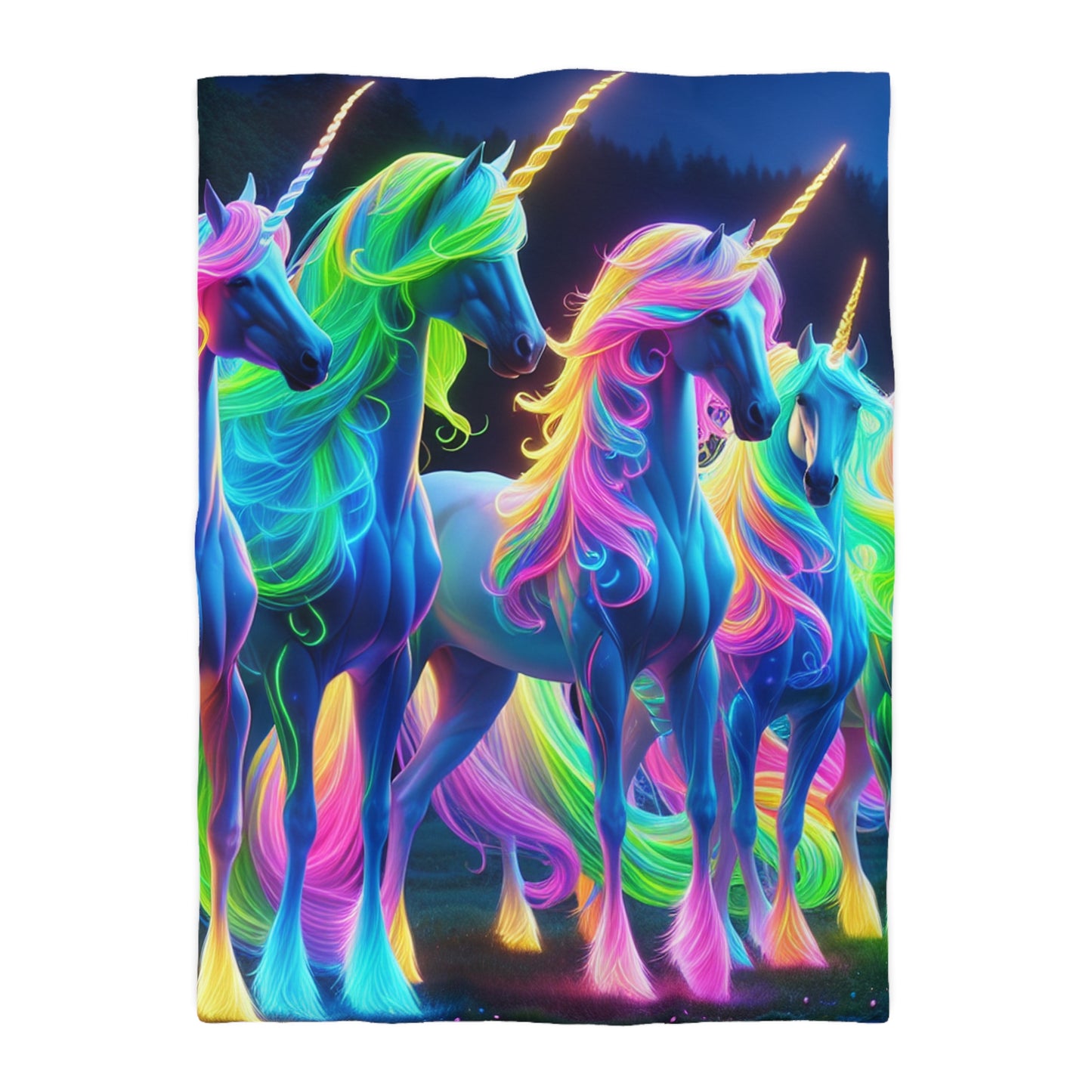 Ambrosius van Schiedam - NEON Unicorns Microfiber Duvet Cover