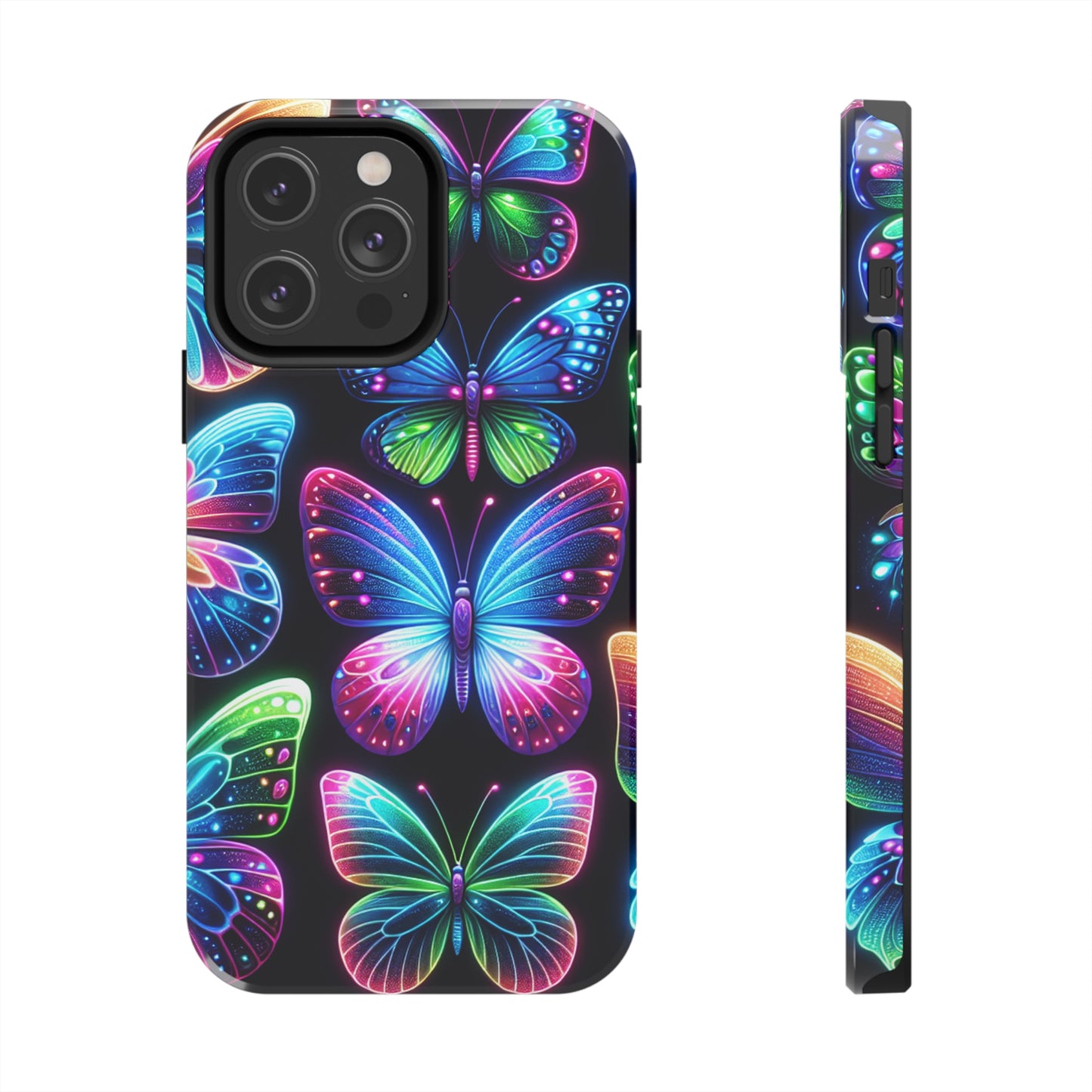 "Dance of the Neon Butterflies" NEON Butterflies Tough Phone Case Iphone 6 7 8 9 10 11 12 13 14 SE X XR XS Pro Max Mini Plus