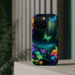 Neon Nocturne. Neon Butterflies and Mushrooms Premium Art Magsafe Magnet Tough IPhone 13 14 15 Pro Plus Max and Mini in Matte and Glossy Phone cases