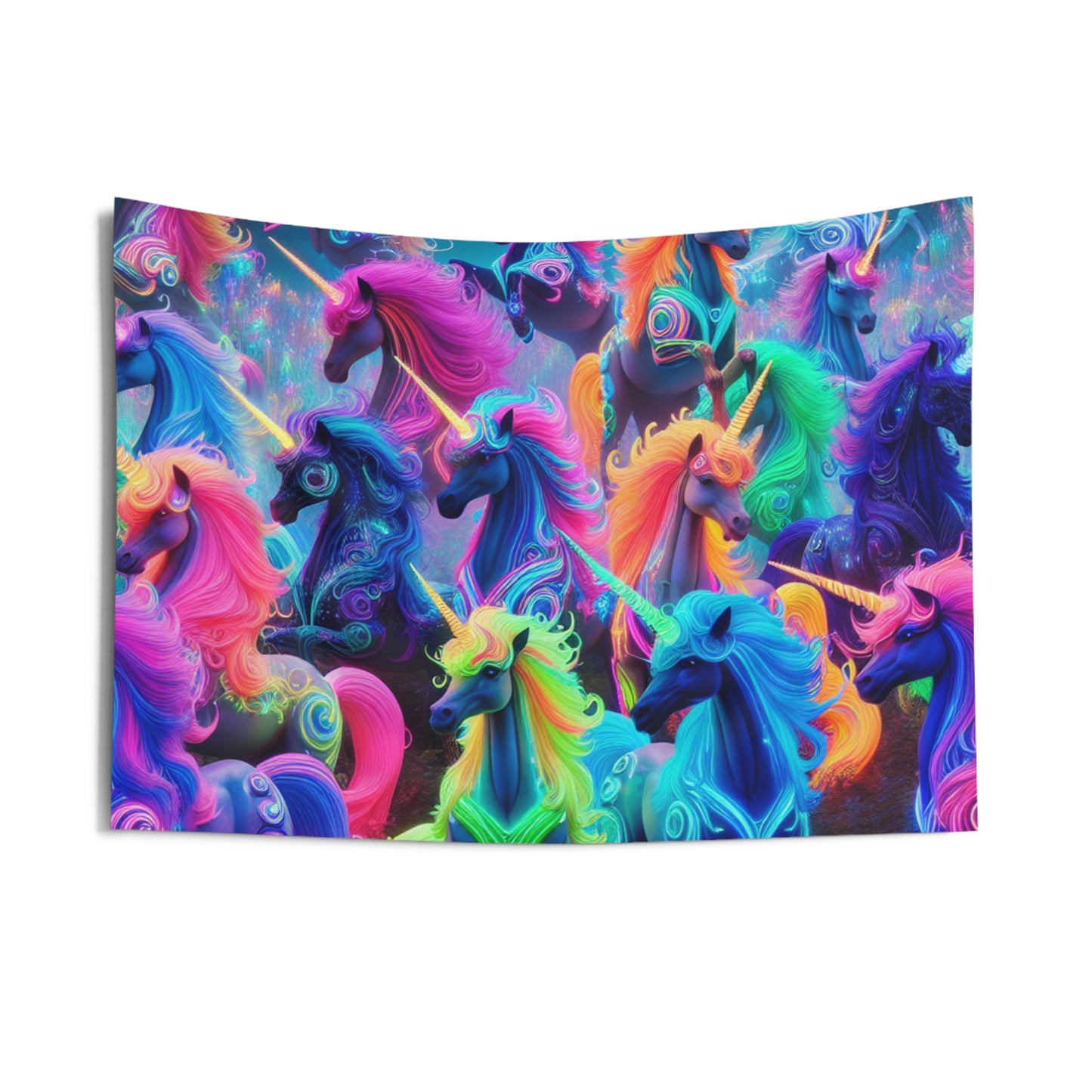 Neon Unicorns Spectacle. NEON Unicorns Art Tapestry