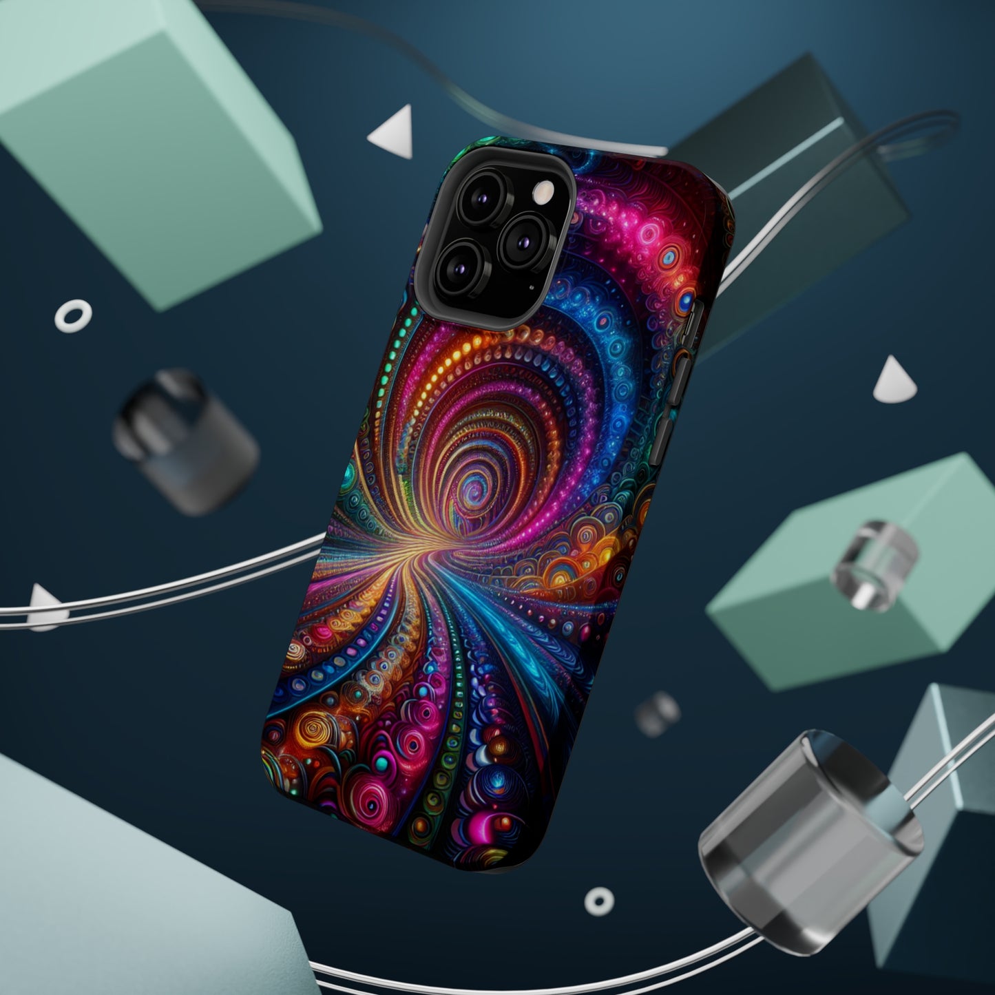 Neon Eternal Infinity Oasis. Neon Trippy Infinity Patterns Premium Art Magsafe Magnet Tough IPhone 13 14 15 Pro Plus Max and Mini in Matte and Glossy Phone cases