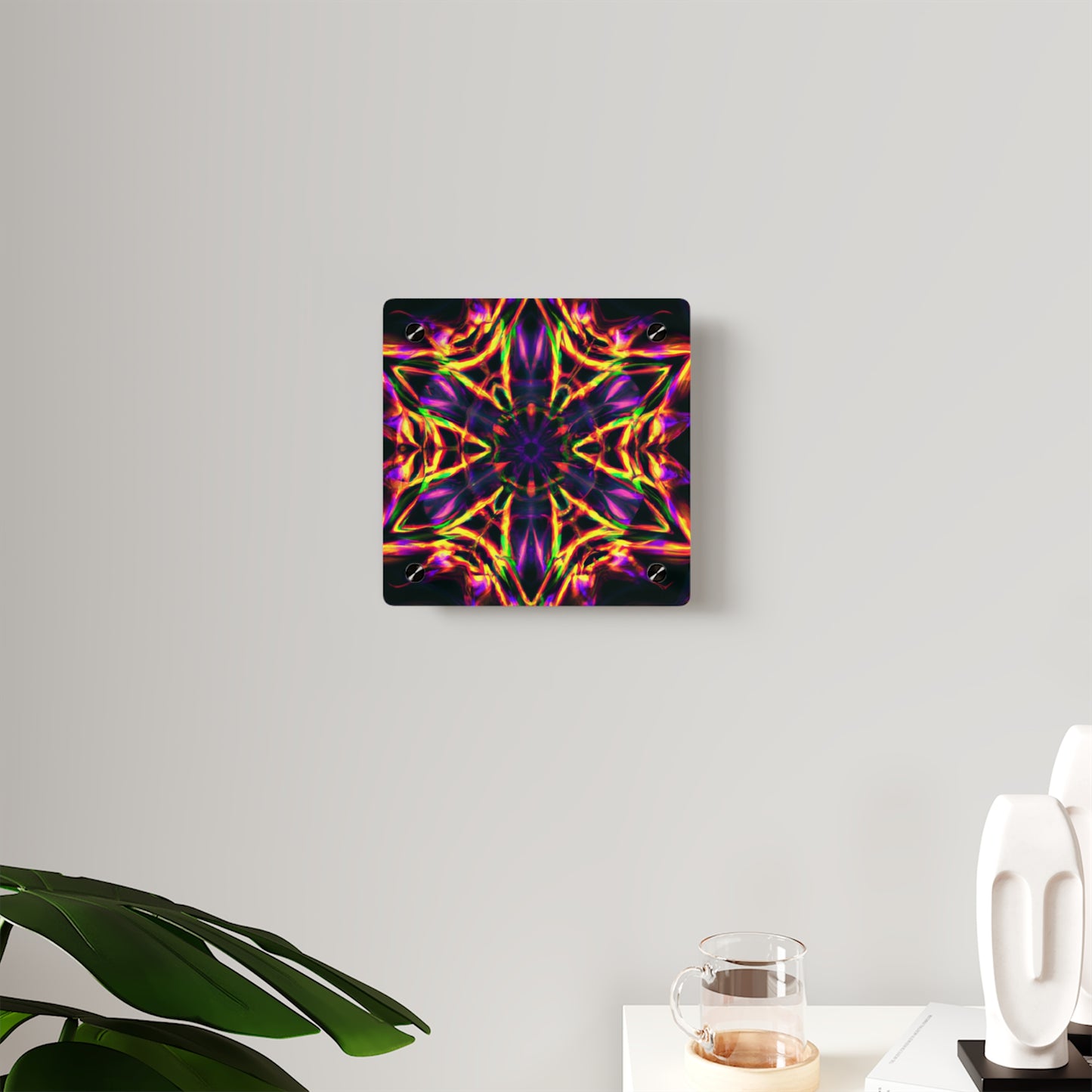 Neon Ascension. Trippy Infinity Patterns Acrylic Art Panel