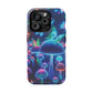 Neon Glitterbug Heaven. Neon Butterflies and Mushrooms Premium Art Magsafe Magnet Tough IPhone 13 14 15 Pro Plus Max and Mini in Matte and Glossy Phone cases