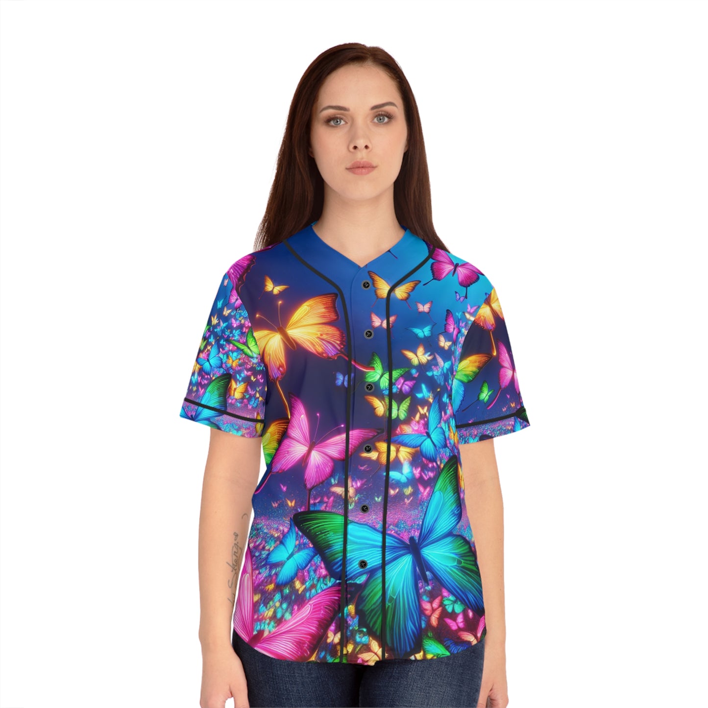 Neon Flutterbubbles. Neon Butterflies Womans Jersey