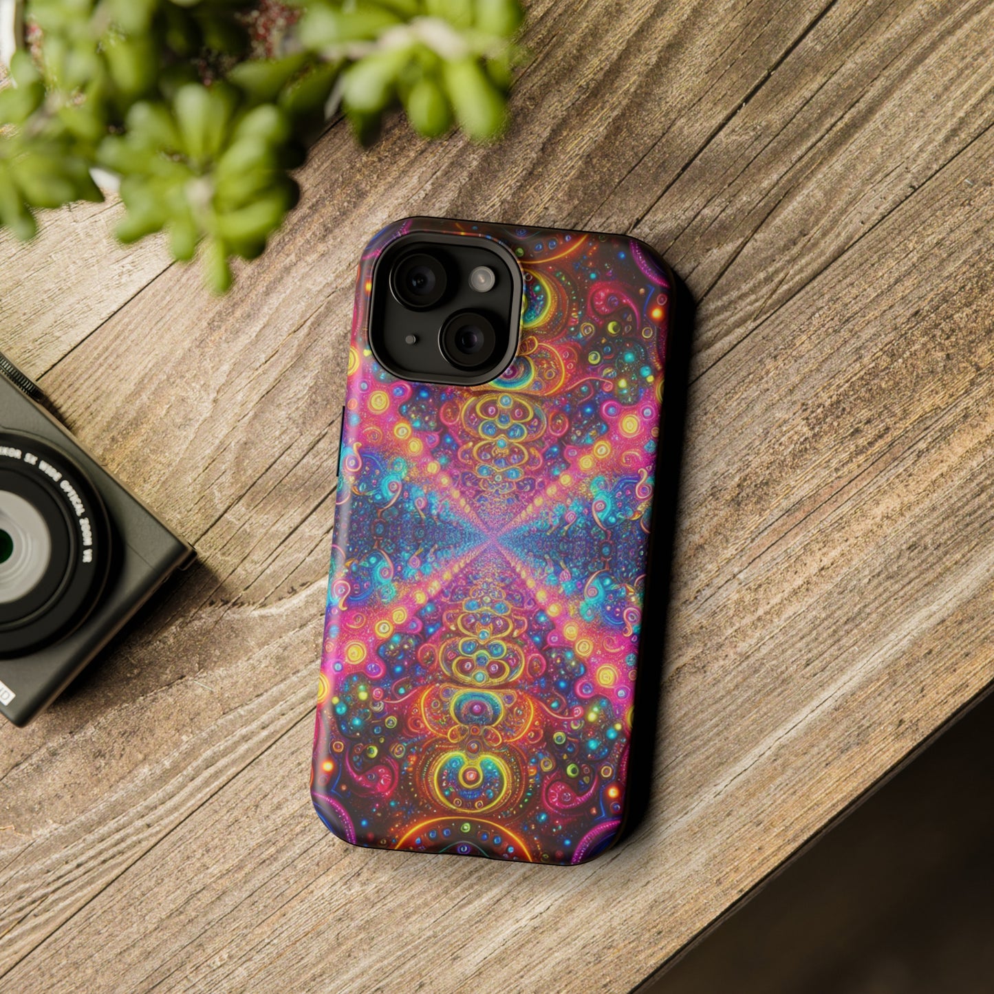 Neon Infinity Oasis Neon Trippy Infinity Patterns Premium Art Magsafe Magnet Tough IPhone 13 14 15 Pro Plus Max and Mini in Matte and Glossy Phone cases