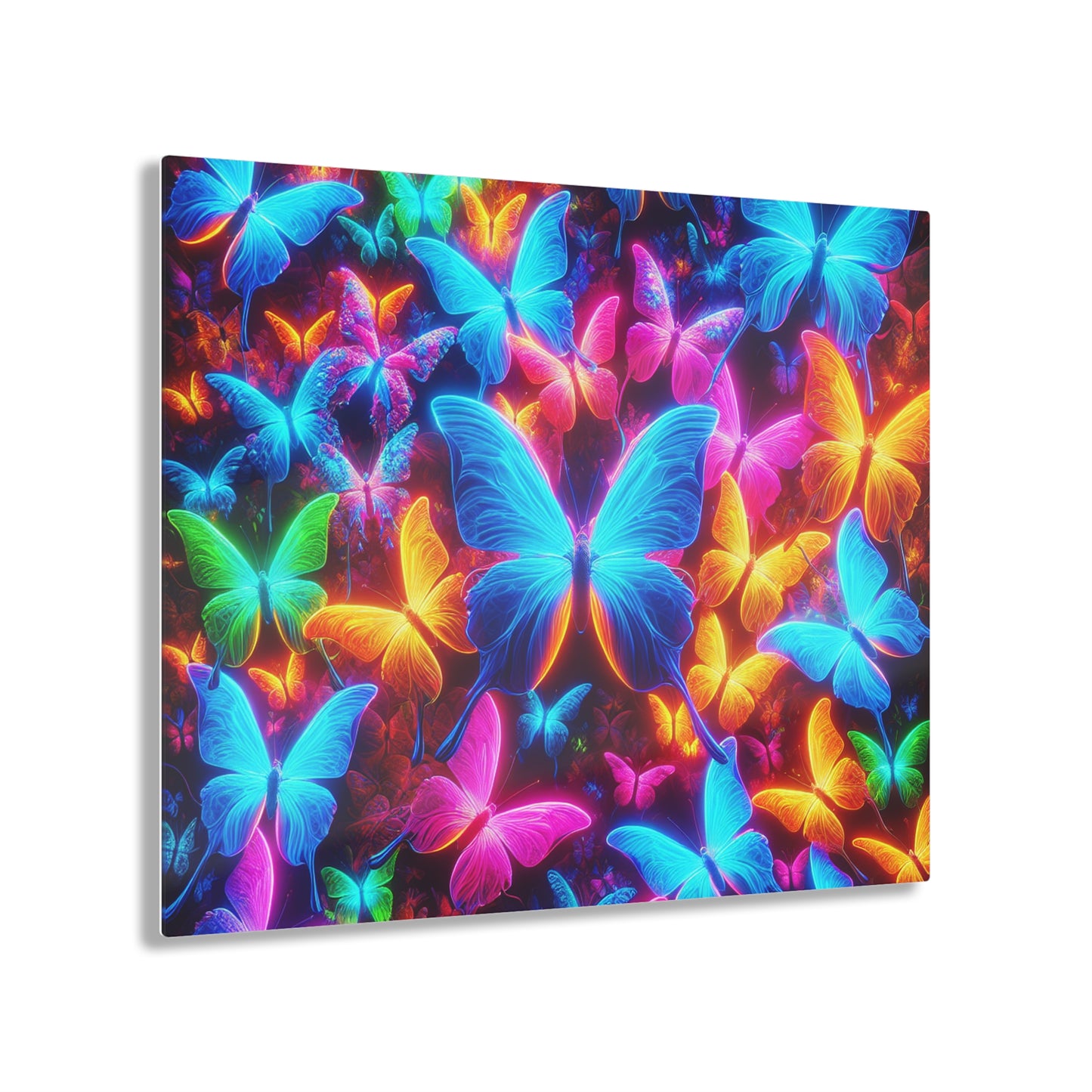 "Trail of Glowing Wings" NEON Butterflies Art 1/4" Glossy Acrylic Art