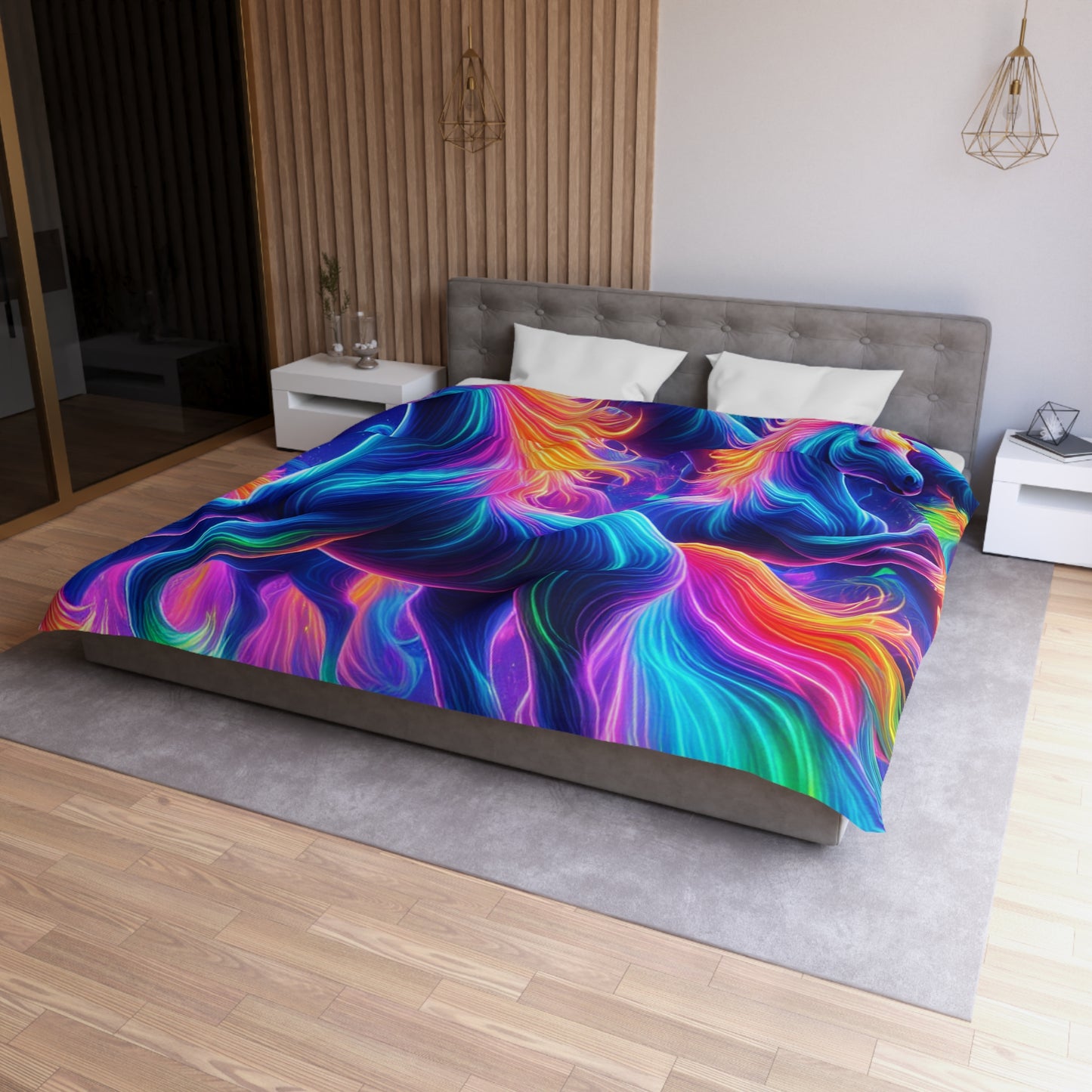 Mariano Filoteo - NEON Unicorns Microfiber Duvet Cover