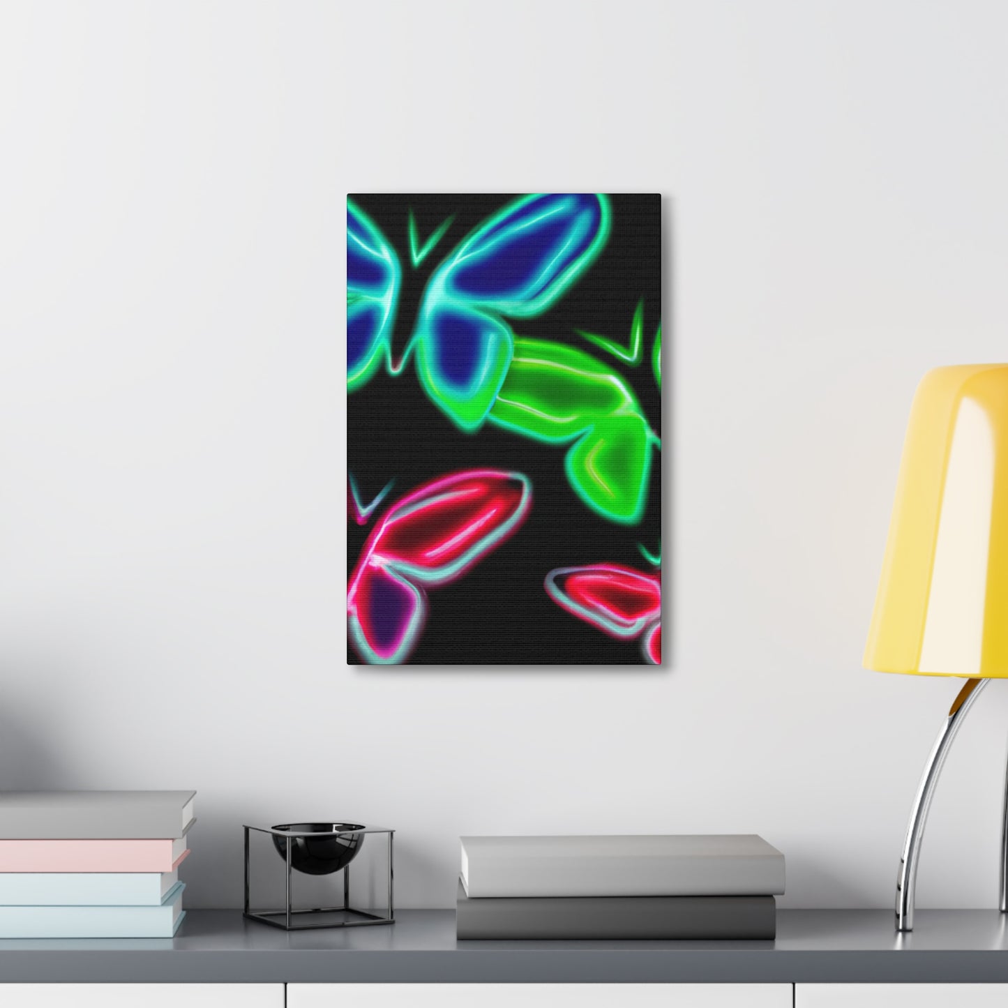 Neon Butterflies Cascade. Neon Butterflies  Art Canvas