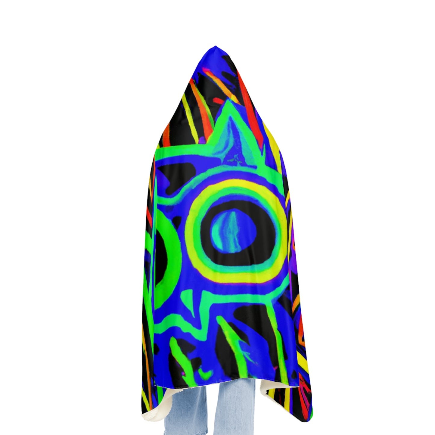 Neon Owls in Flight - NEON Owls Art Hooded Snuggle Blanket