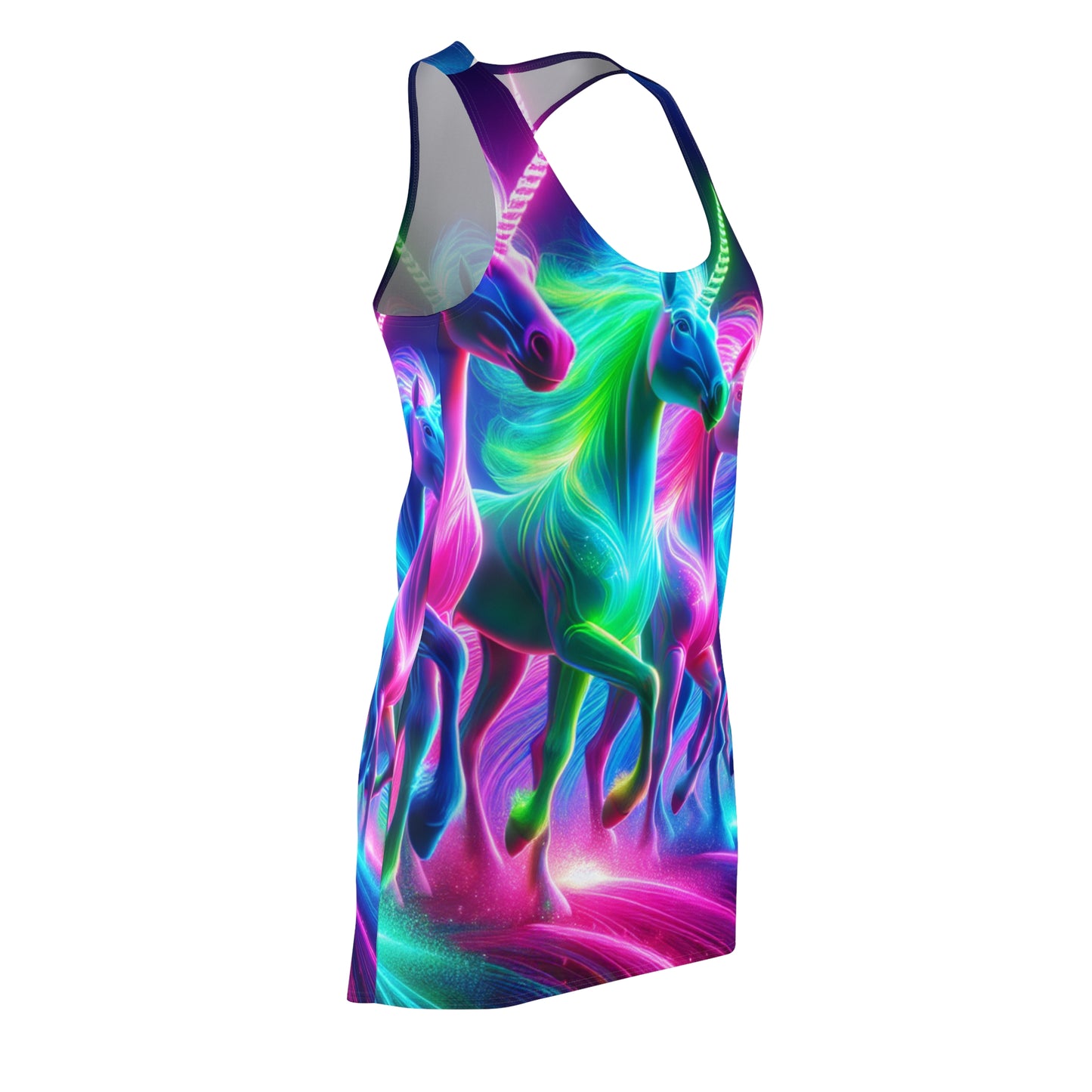 Kaleidicorn Spectacle. Neon Unicorns Racerback Dress