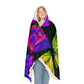 "Neon Swirls of Light" - NEON Butterflies Art Hooded Snuggle Blanket