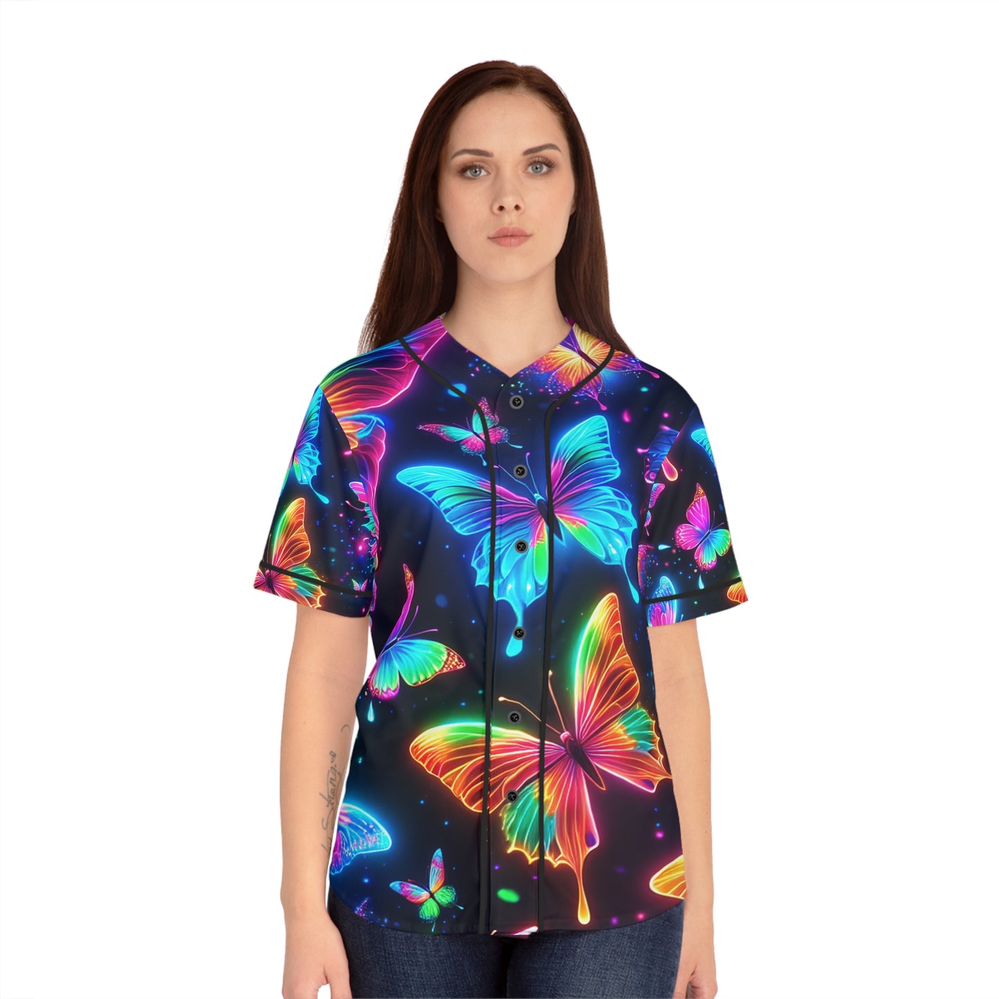 "Rainbow Butterfly Flight" Neon Butterflies Womans Jersey