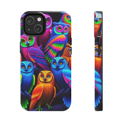 "Electric Vivid Night Owls" NEON Owls Tough Phone Case