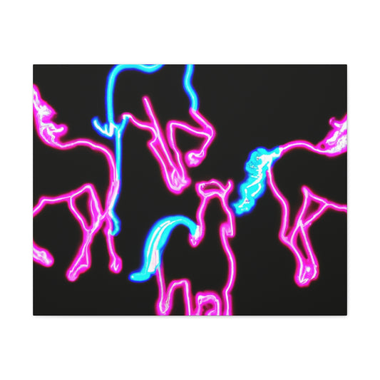 "Enchanted Fluorescence" NEON Unicorns Art Canvas