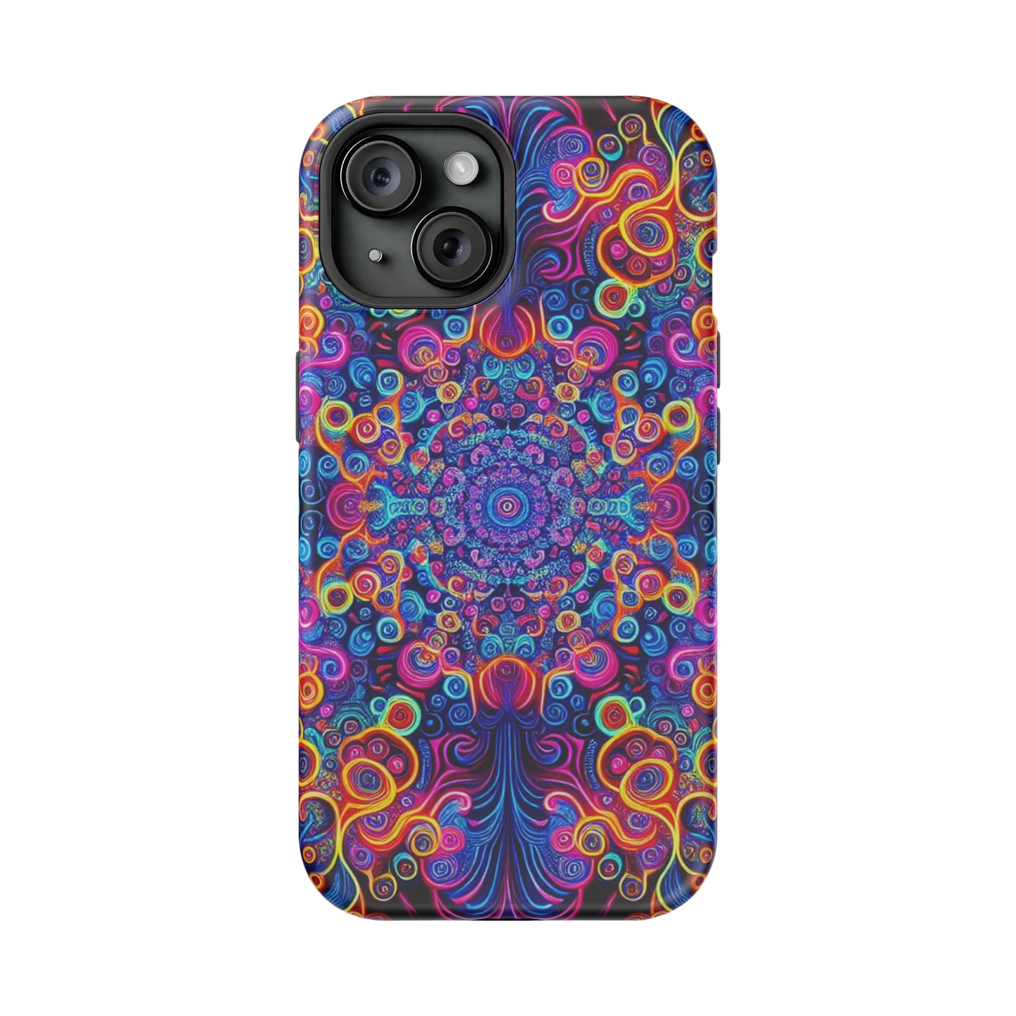 Vibrant Infinity Aurora. Neon Trippy Infinity Patterns Premium Art Magsafe Magnet Tough IPhone 13 14 15 Pro Plus Max and Mini in Matte and Glossy Phone cases