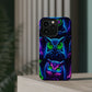 "Neon Nocturne" Neon Owls Premium Art Magsafe Magnet Tough IPhone 13 14 15 Pro Plus Max and Mini in Matte and Glossy Phone cases