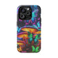 Neon Fantasia. Neon Butterflies and Mushrooms Premium Art Magsafe Magnet Tough IPhone 13 14 15 Pro Plus Max and Mini in Matte and Glossy Phone cases