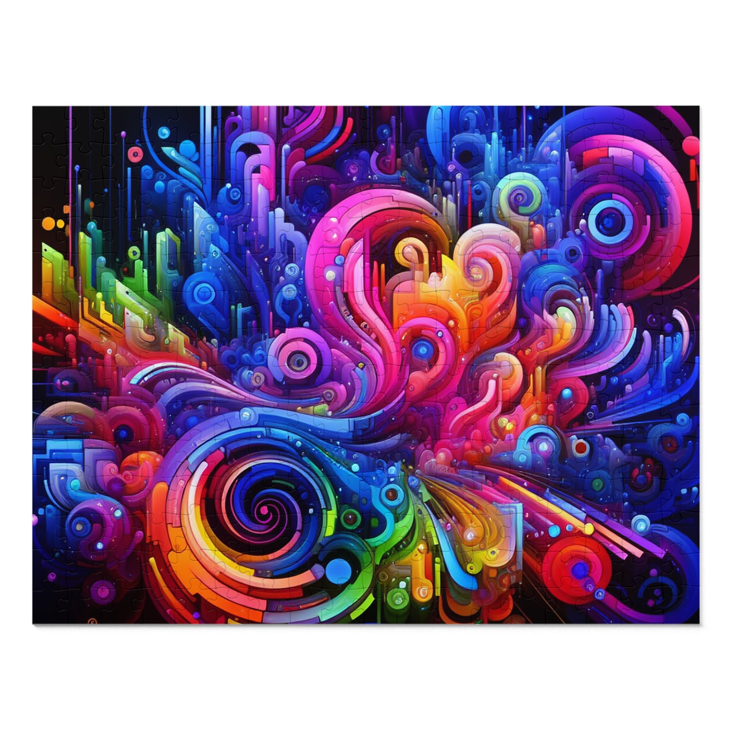 "Neon Flux" - Neon Trippy Infinity Patterns Puzzle 30, 110, 252, and 1000 Pieces