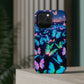 "Fantasia of Neon Butterflies" Neon Butterflies Premium Art Magsafe Magnet Tough IPhone 13 14 15 Pro Plus Max and Mini in Matte and Glossy Phone cases
