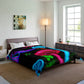 "Vibrant Nectar Dreamscape" Butterflies & Mushrooms Comforter Blanket