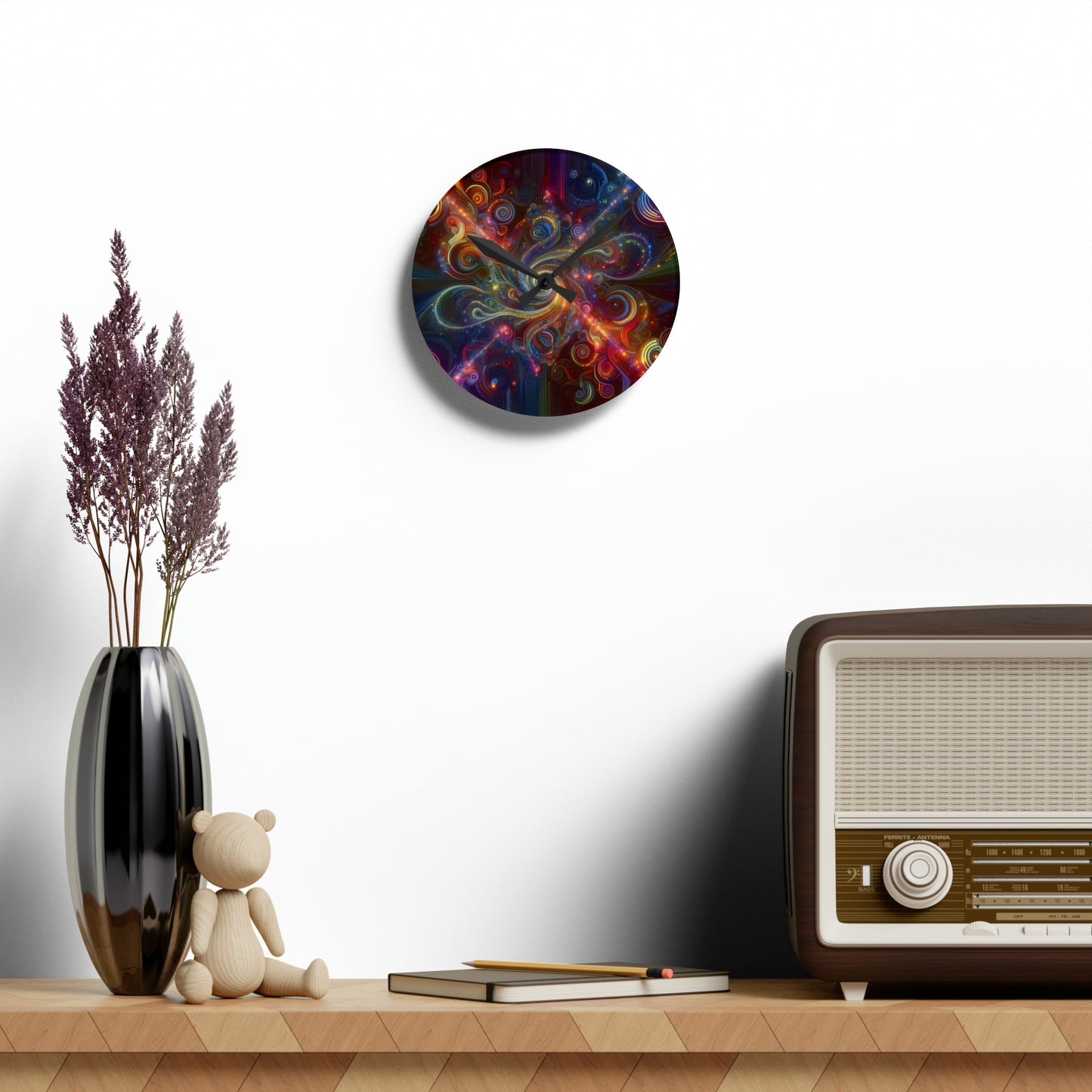 Vibrant Infini-Tripples. Infinity Patterns Art Acrylic Clock