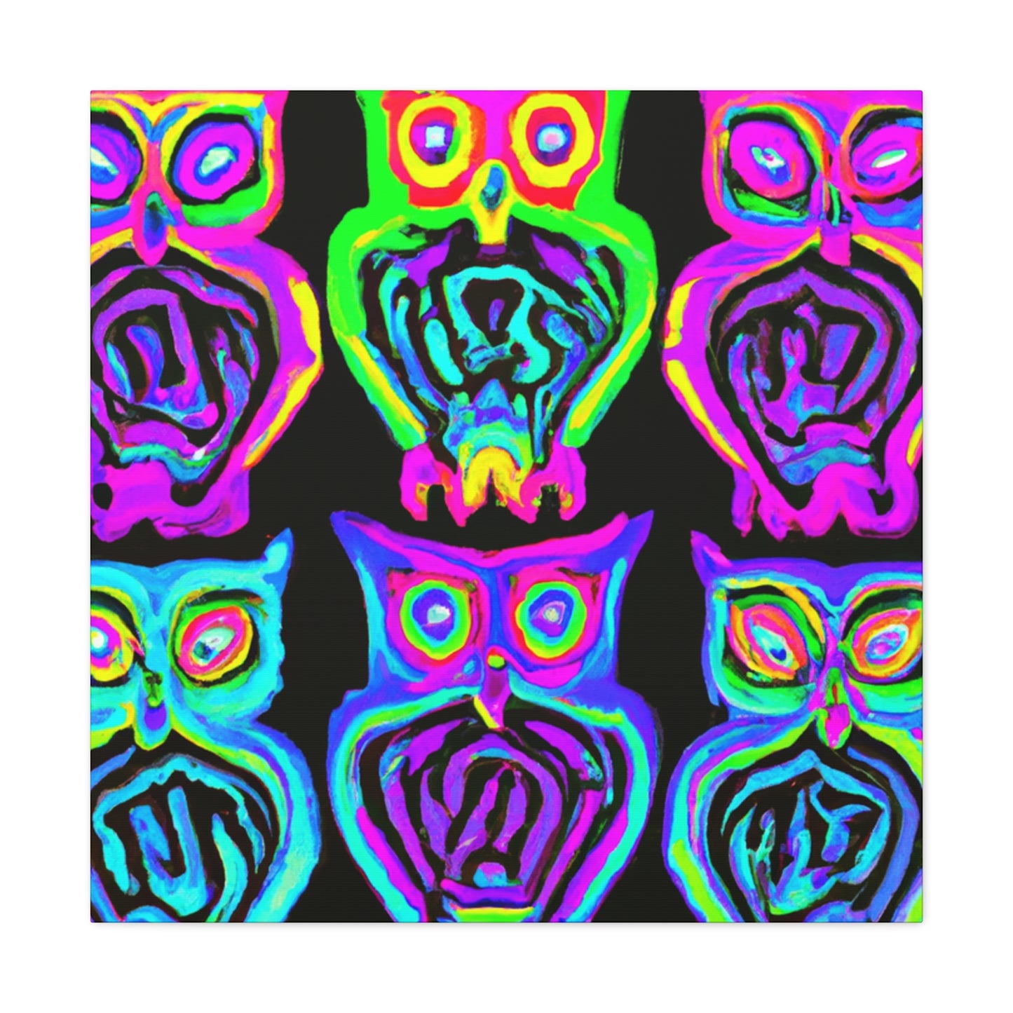 Neon Night Owls. NEON Owls Art Canvas