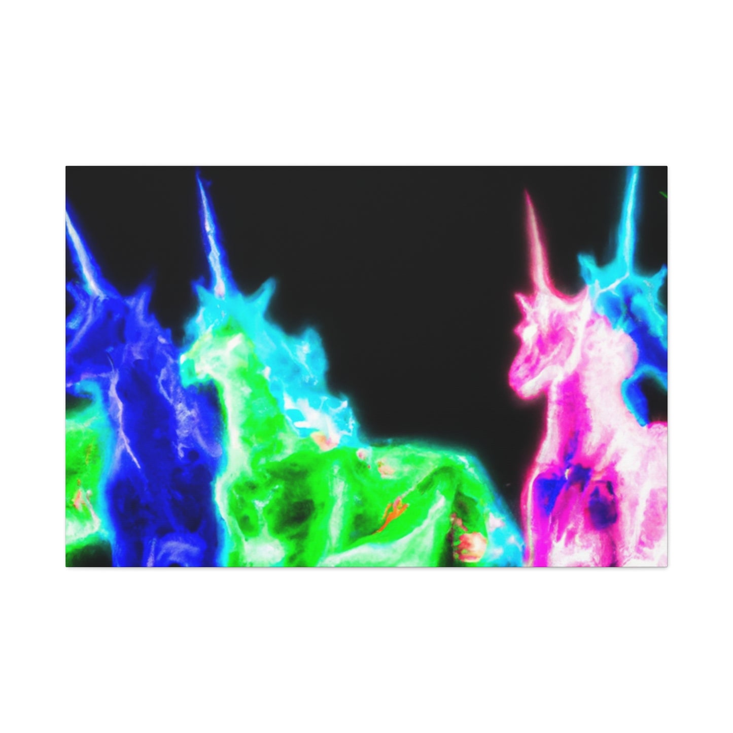 Enchanted Neon Dreamscape NEON Unicorns Art Canvas