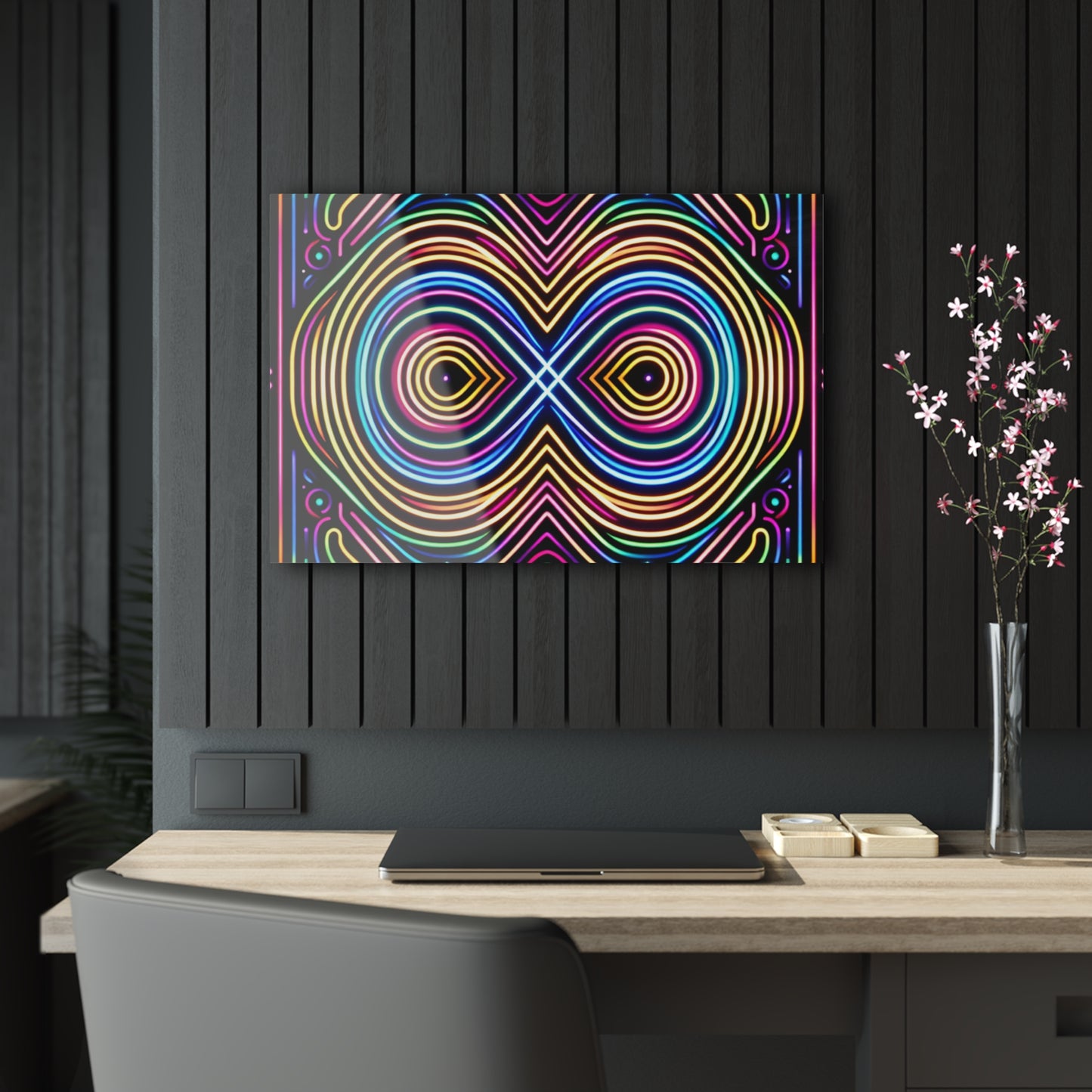 Neon Infinity Fantasia. Trippy infity Pattern 1/4" Glossy Acrylic Art