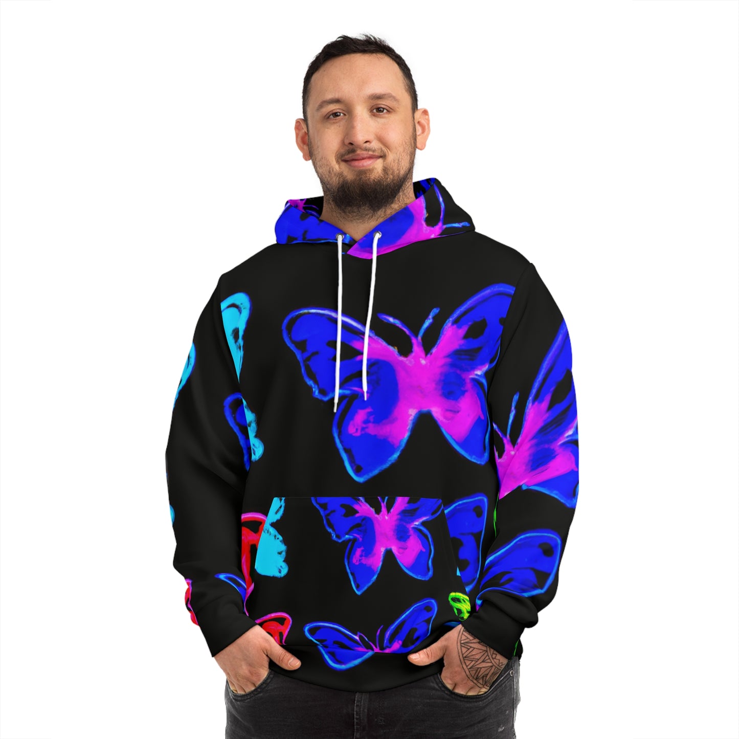 "Neon Butterflies Swarm" - Butterflies AOP Hoodie