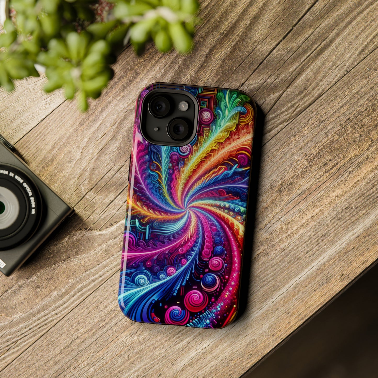 Infinite Neon Ravelry. Neon Trippy Infinity Patterns Premium Art Magsafe Magnet Tough IPhone 13 14 15 Pro Plus Max and Mini in Matte and Glossy Phone cases