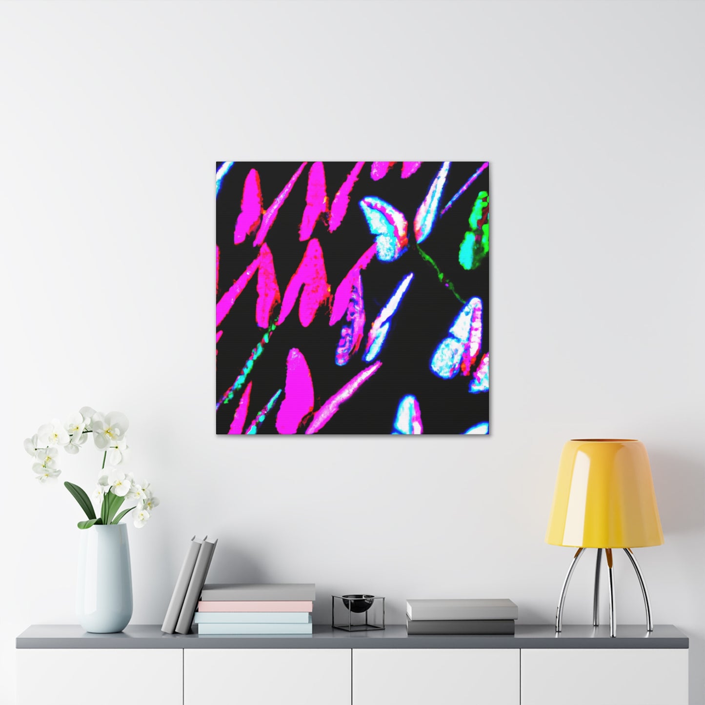 "Neon-Butterfly Prism" Neon Butterflies  Art Canvas