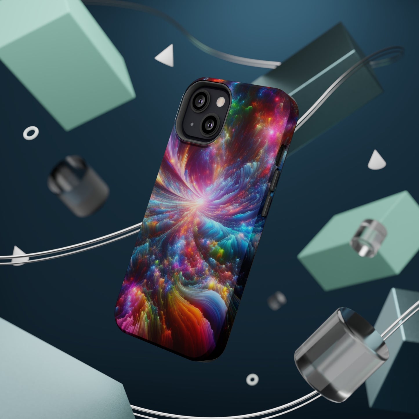 Neon Infinity Chromadrift. Neon Trippy Infinity Patterns Premium Art Magsafe Magnet Tough IPhone 13 14 15 Pro Plus Max and Mini in Matte and Glossy Phone cases