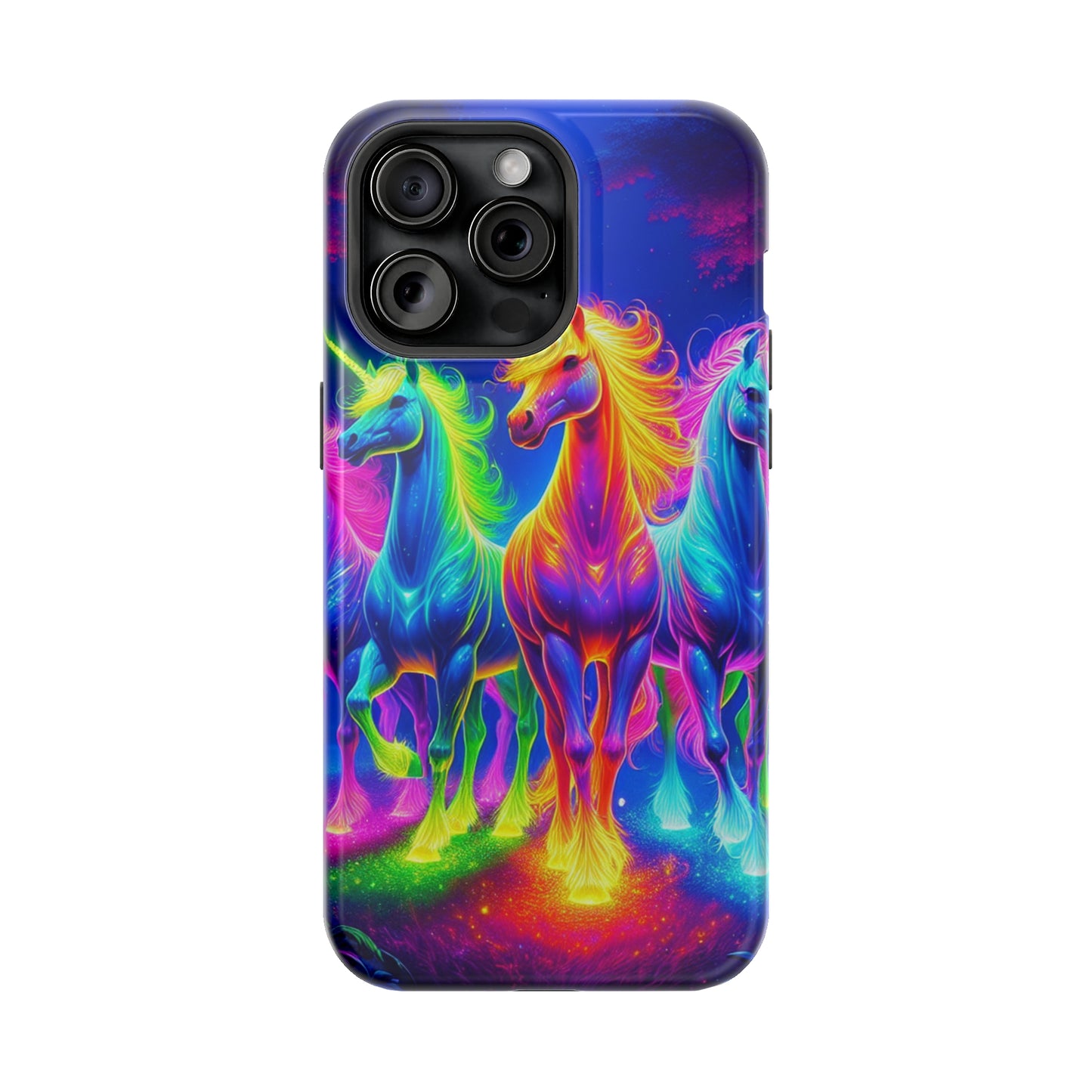Neon Mystic Magicians Neon Unicorns Premium Art Magsafe Magnet Tough IPhone 13 14 15 Pro Plus Max and Mini in Matte and Glossy Phone cases