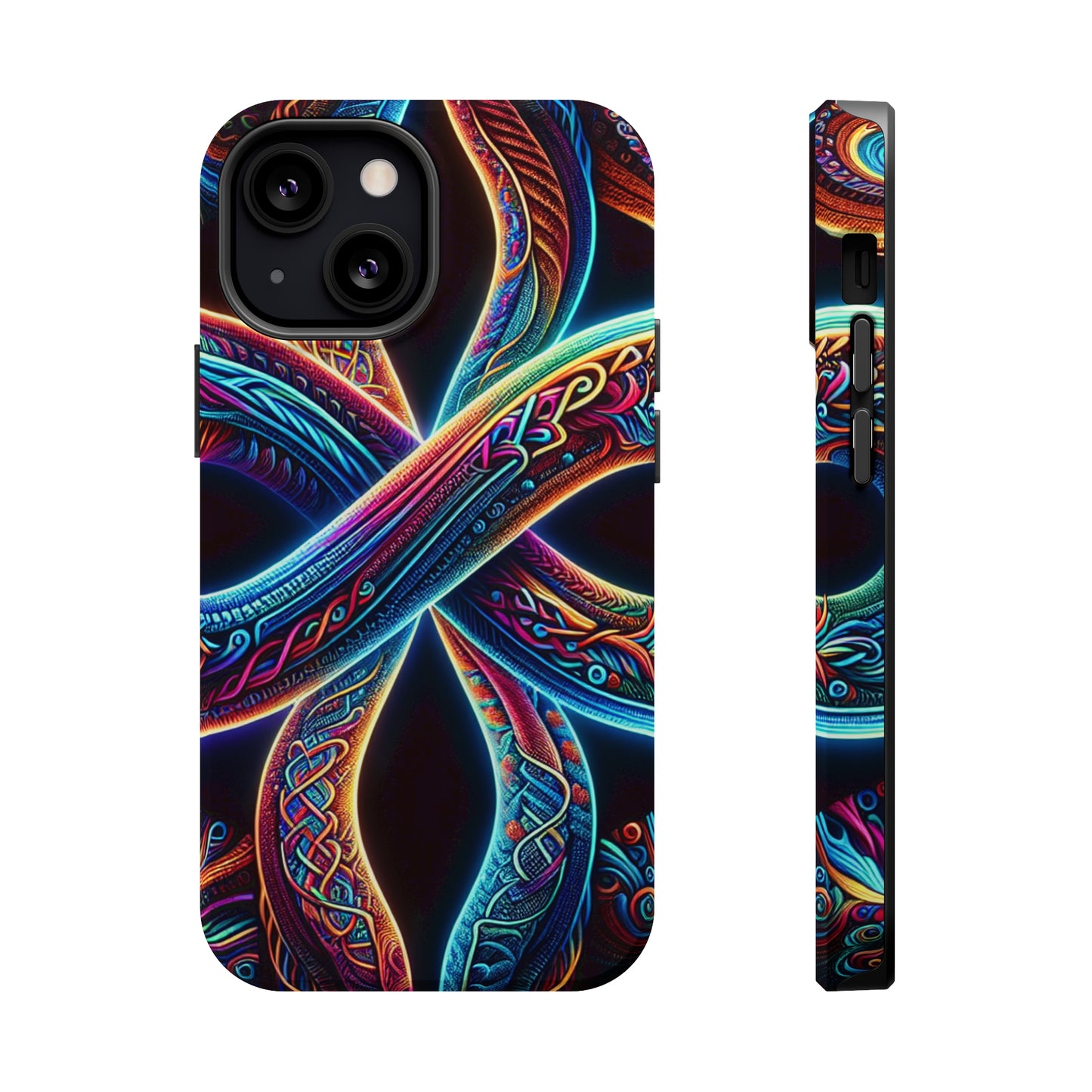 Vibrant Infinity Nocturne Neon Trippy Infinity Patterns Premium Art Magsafe Magnet Tough IPhone 13 14 15 Pro Plus Max and Mini in Matte and Glossy Phone cases