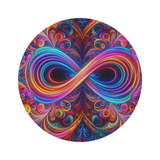 Cosmic Prismatic Radiance. Infinity Patterns Round Rug