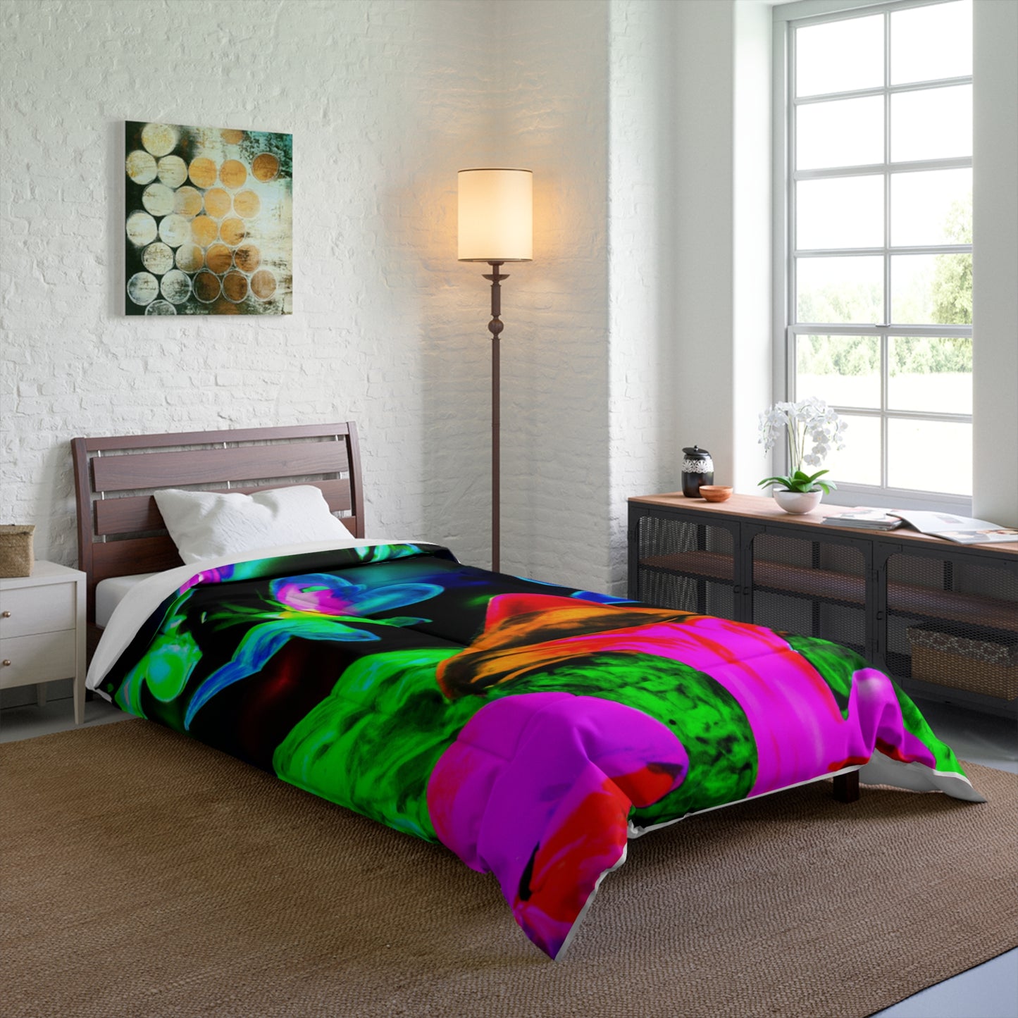 Vivid Cosmos. Butterflies & Mushrooms Comforter Blanket