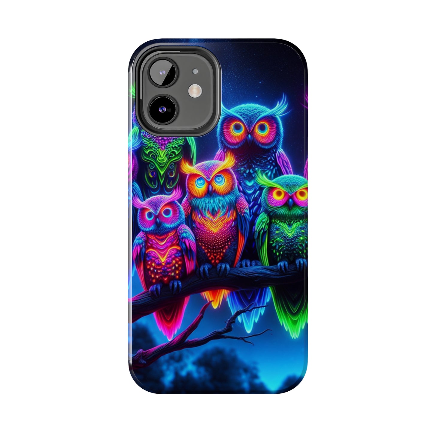 'Neon Rainbow Owls' NEON Owls Tough Phone Case