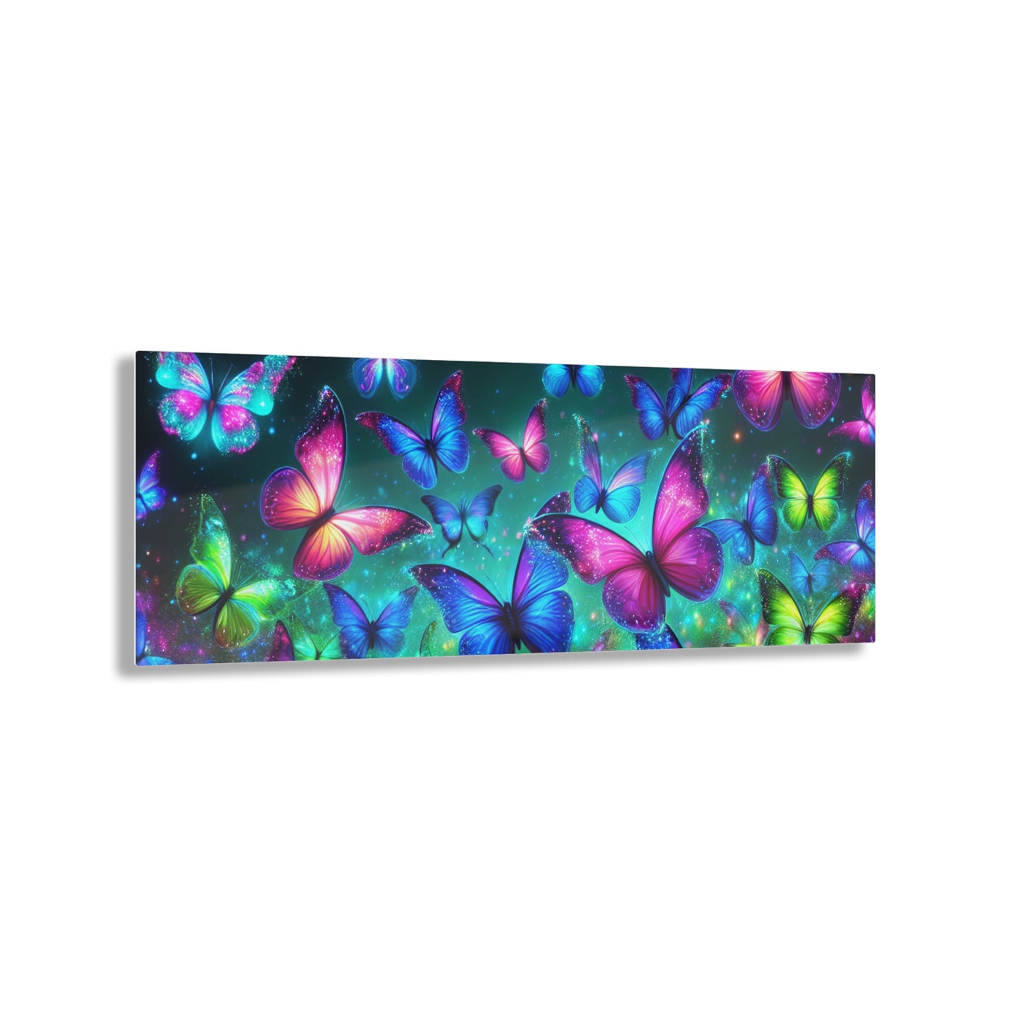 "Glowing Prismatic Butterflies" NEON Butterflies Art 1/4" Glossy Acrylic Art