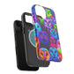 Vivid Nocturnal Neonatures Neon Owls Premium Art Magsafe Magnet Tough IPhone 13 14 15 Pro Plus Max and Mini in Matte and Glossy Phone cases