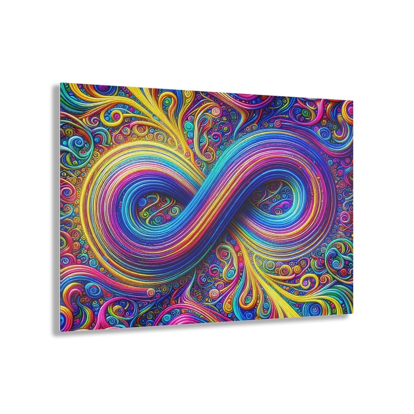 Cosmic Spirograph Symphony. Trippy infinity Pattern 1/4" Glossy Acrylic Art