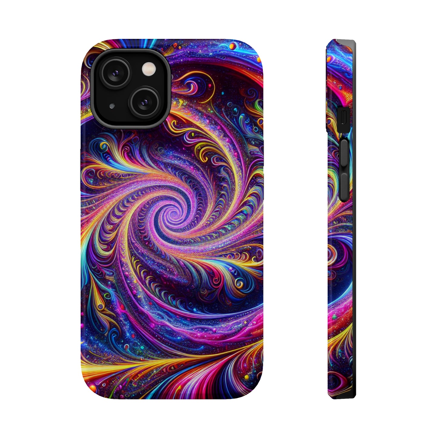 Vivid Psychedelic Cosmic Euphoria. Neon Trippy Infinity Patterns Premium Art Magsafe Magnet Tough IPhone 13 14 15 Pro Plus Max and Mini in Matte and Glossy Phone cases