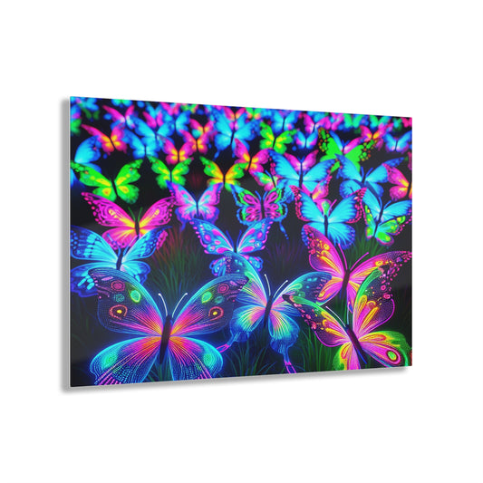 "Butterfly Cascade of Color" NEON Butterflies Art 1/4" Glossy Acrylic Art
