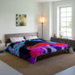 Vivid Neon Dreamscape. Butterflies & Mushrooms Comforter Blanket