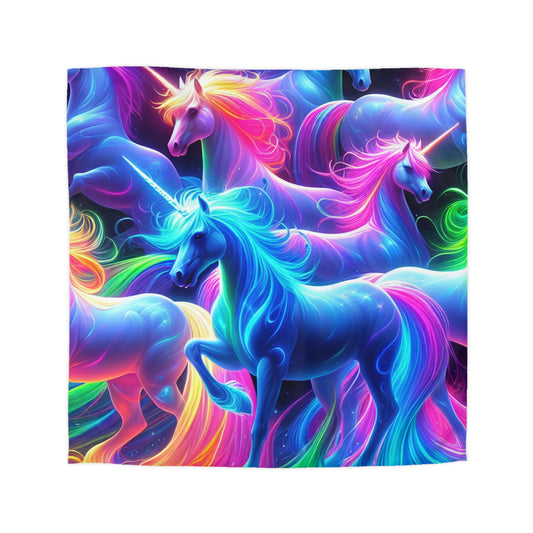 Paolo Nasini - NEON Unicorns Microfiber Duvet Cover
