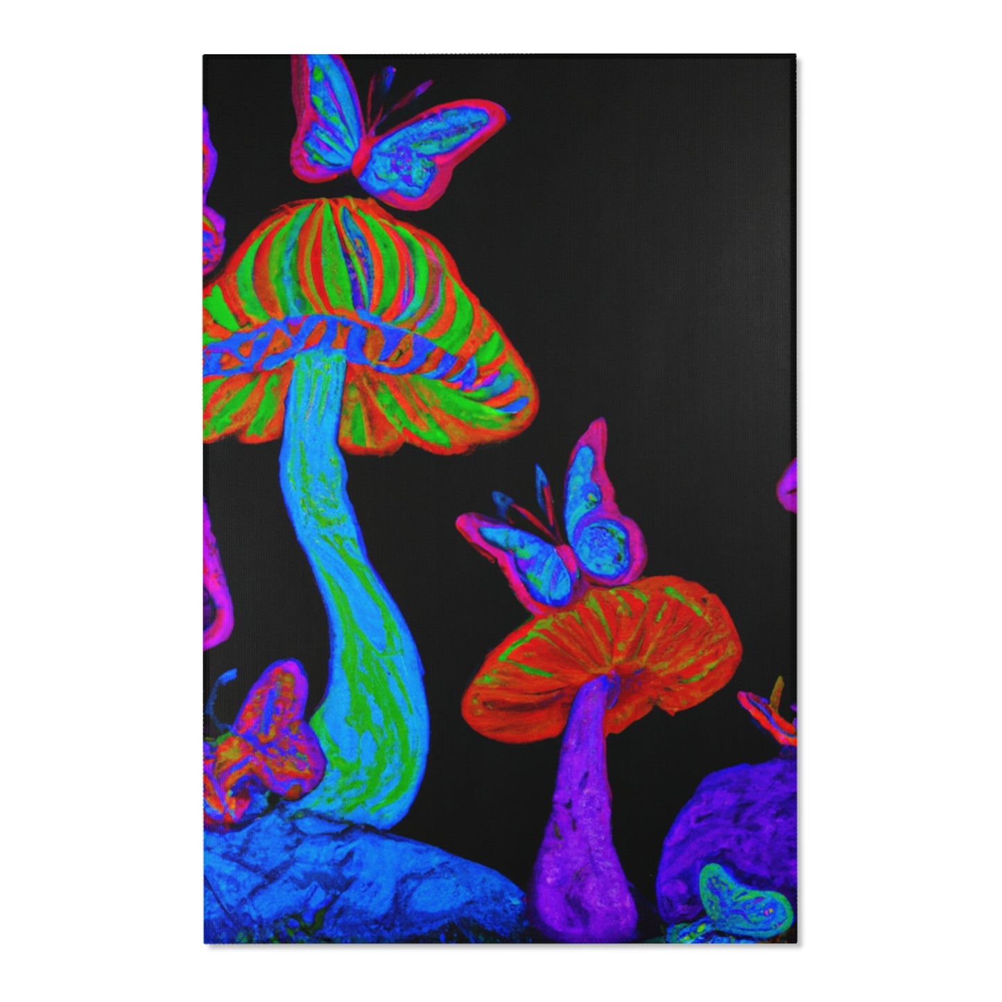 Neon Splendour. Butterflies & Mushrooms Area Rug